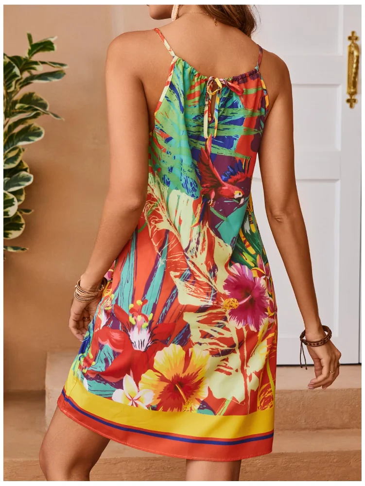 MAKEMECHIC Tropical Floral Print Sleeveless Mini Dress, view 2
