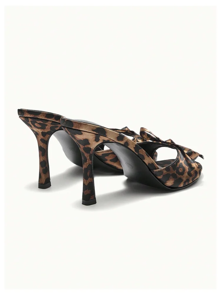 MAKEMECHIC Leopard Print Bow Open Sandals, view 3