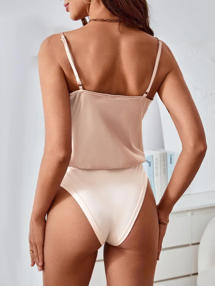 MAKEMECHIC Satin Cowl Neck Draped Bodysuit, view 2