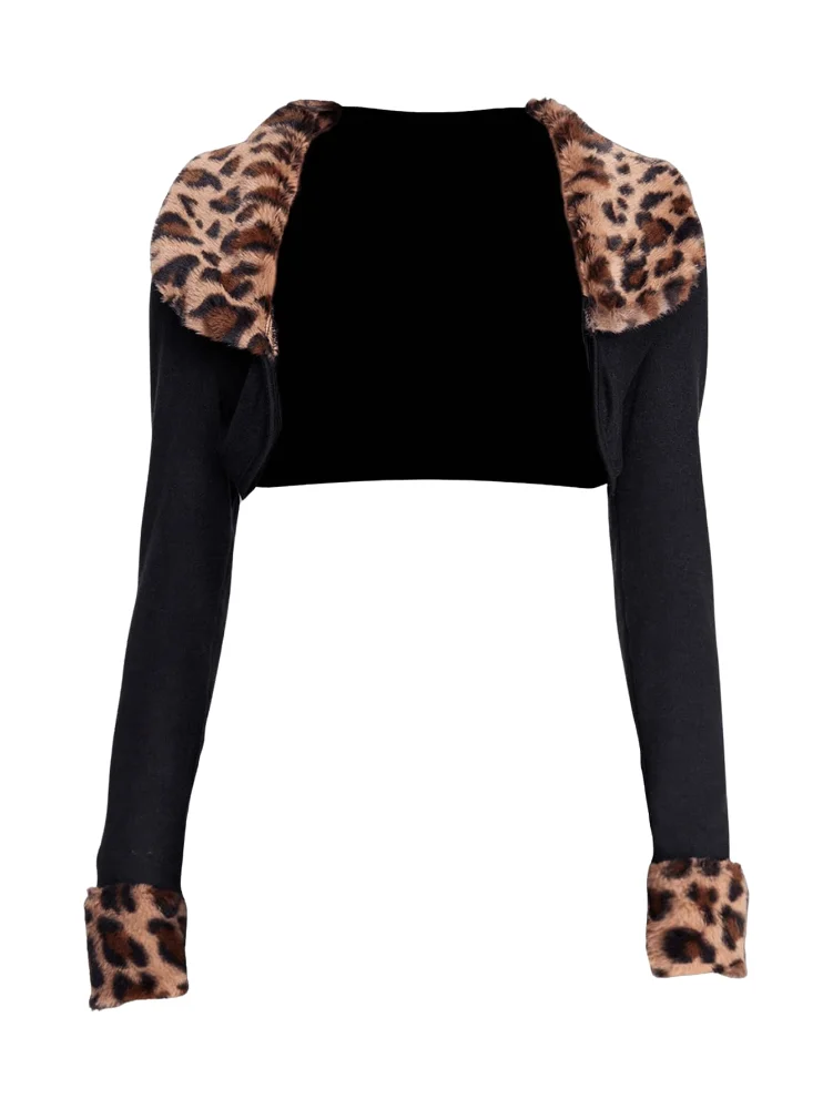 MAKEMECHIC Cheetah Print Fuzzy Open Cardigan