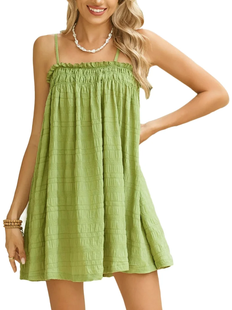MAKEMECHIC Babydoll Sleeveless Swing Mini Dress