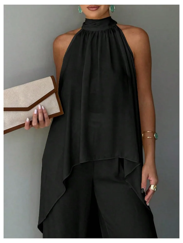 MAKEMECHIC Asymmetric Wide Leg Pants Set, view 3
