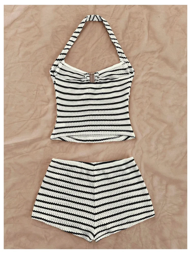 MAKEMECHIC Striped Knit Shorts Set, view 2