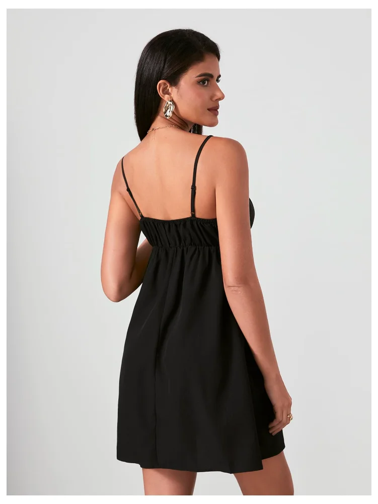 MAKEMECHIC Tie Front Spaghetti Strap Mini Dress, view 2