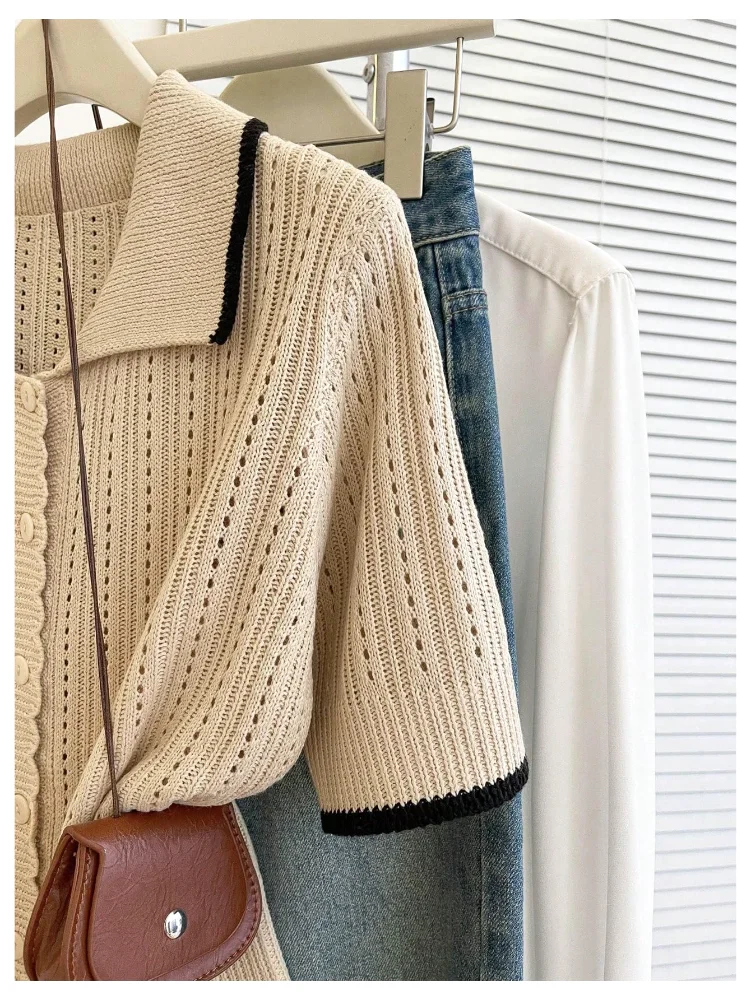 MAKEMECHIC Short Sleeve Button Down Cardigan, solid, view 2