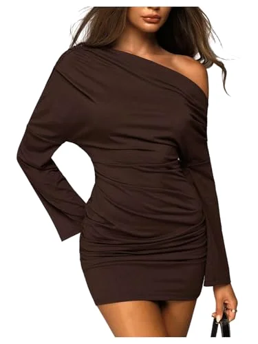 MAKEMECHIC Long Sleeve Asymmetrical Bodycon Mini Dress