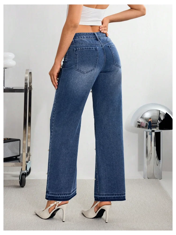 MAKEMECHIC Pearl Wide Leg Straight Jeans, view 2