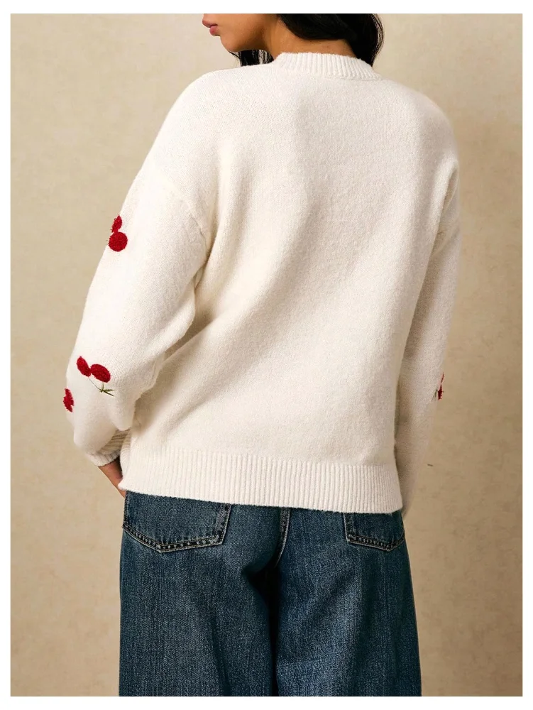 MAKEMECHIC Cherry Embroidery Sweater, view 3