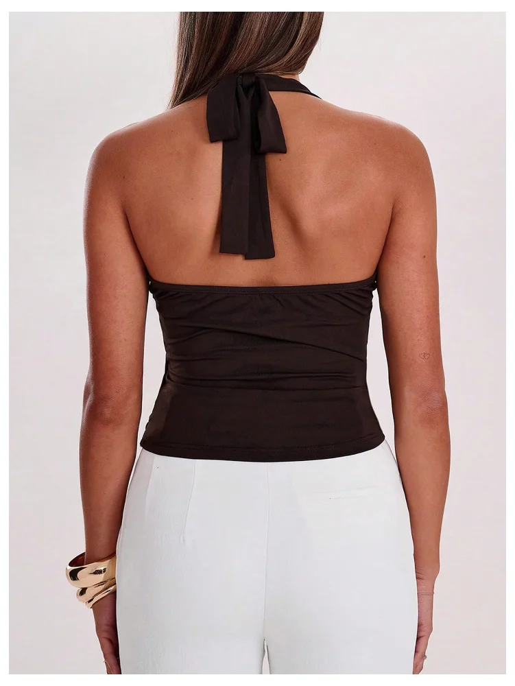 MAKEMECHIC Wrap Tie Backless Halter Top, view 2