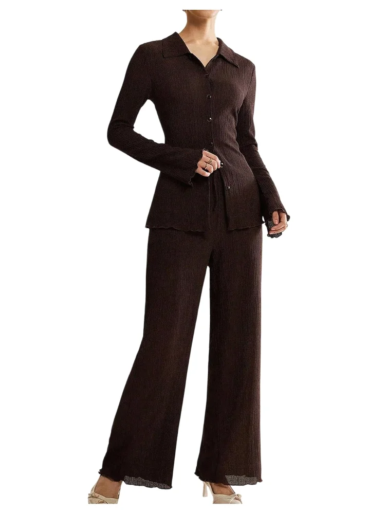 MAKEMECHIC Button Down Collared Pants Set
