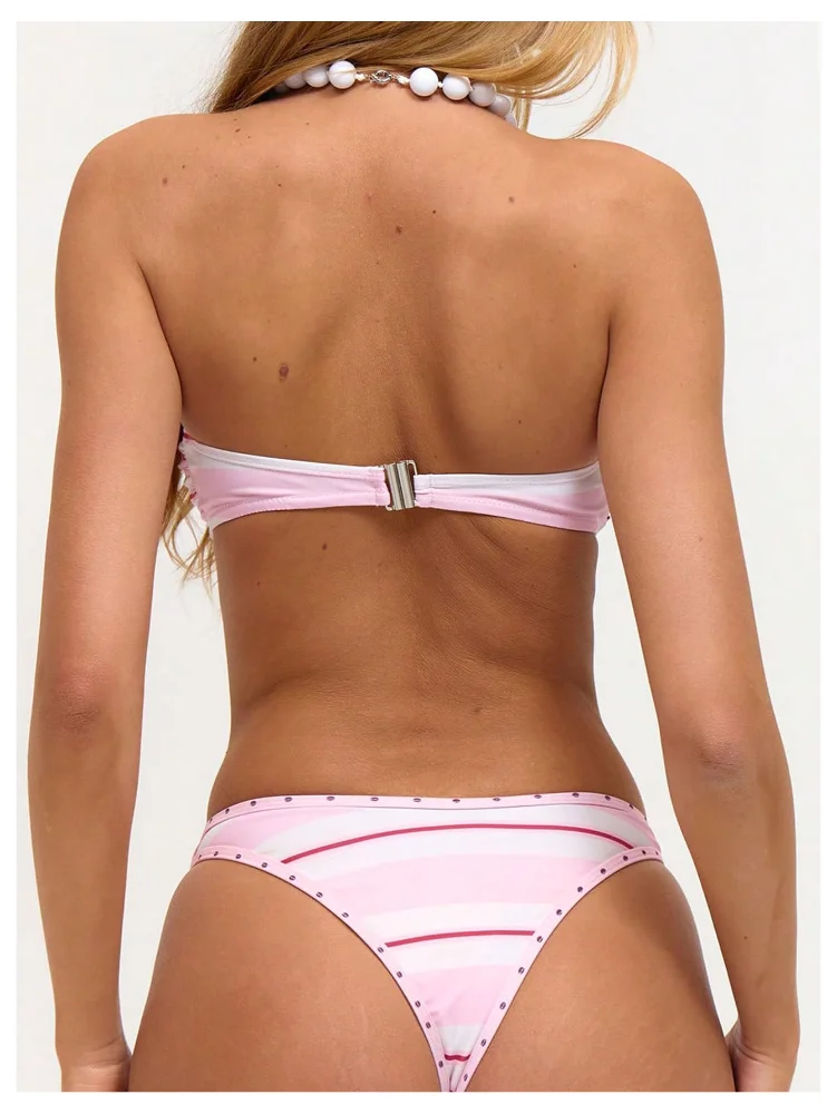 MAKEMECHIC Strapless Bandeau Tie Back Bikini Set, view 3
