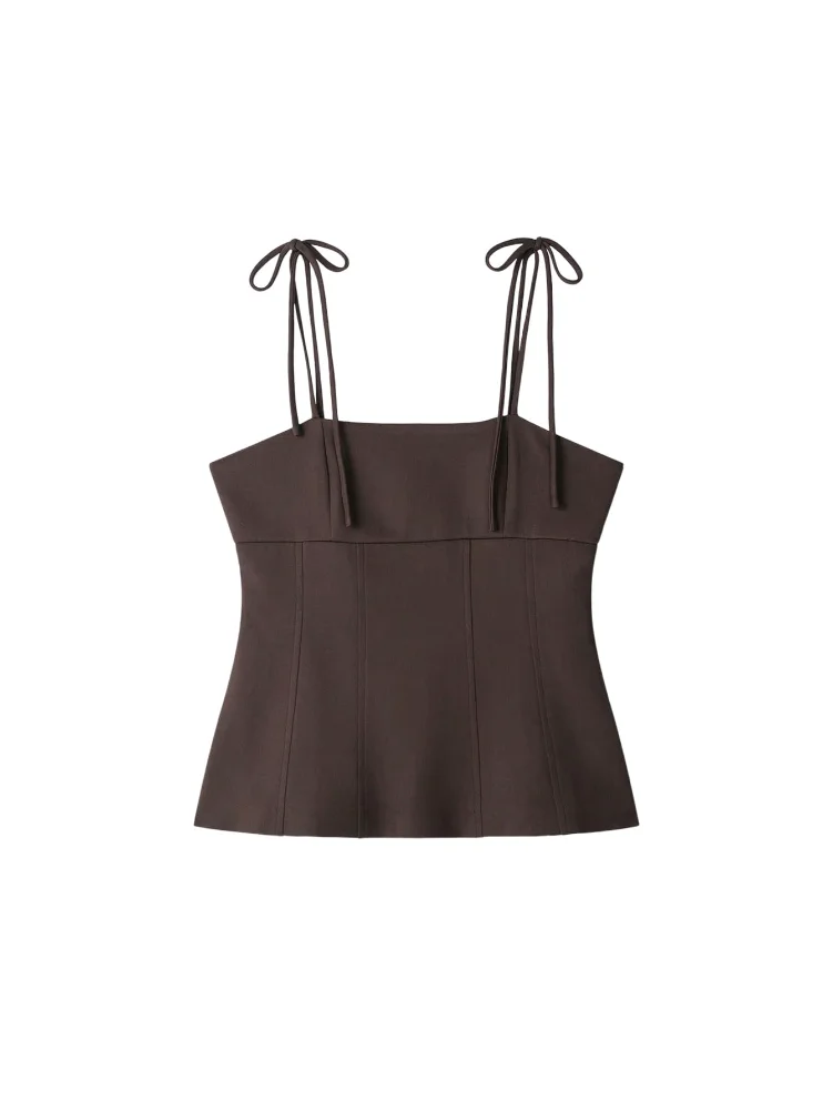 MAKEMECHIC Sleeveless Tie Shoulder Crop Top