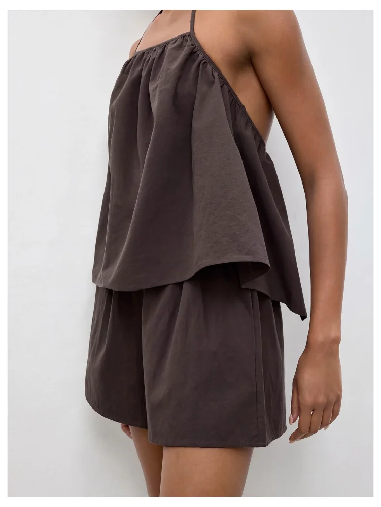 MAKEMECHIC Linen Wide Leg X-small Shorts Set, view 2