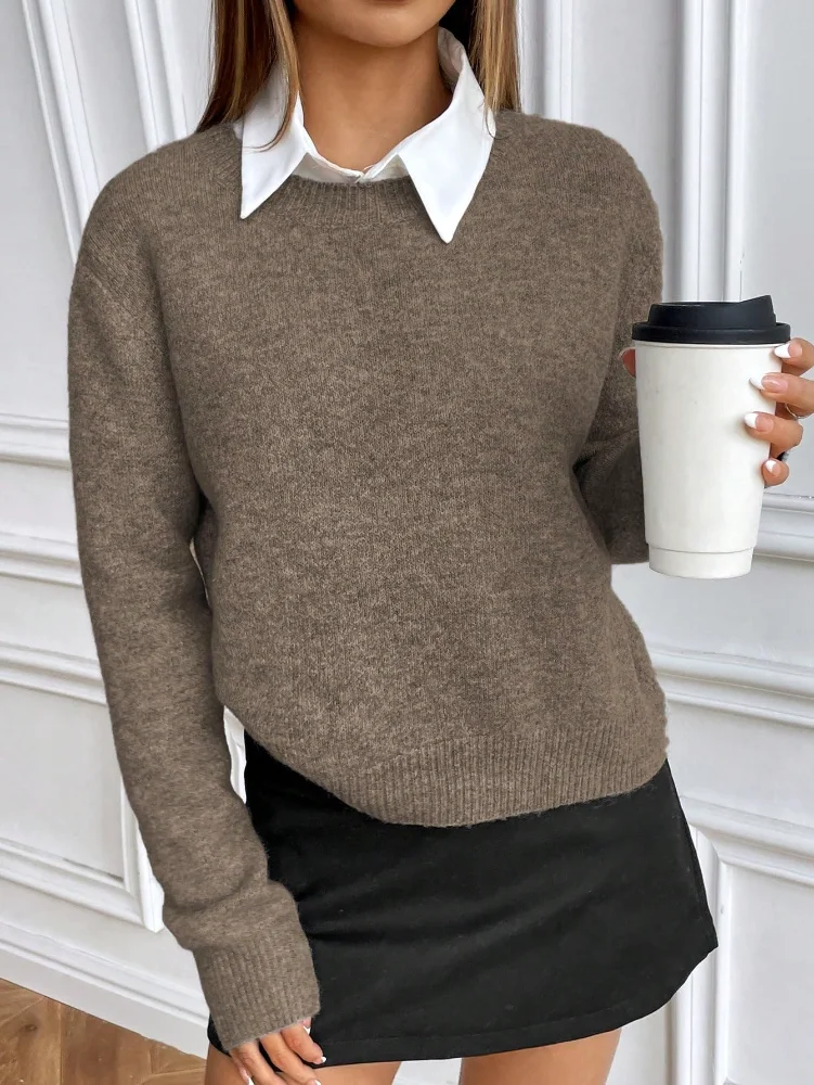 MAKEMECHIC Long Sleeve Knit Loose Sweater, view 3