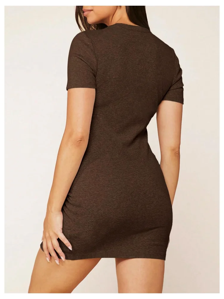 MAKEMECHIC Short Sleeve Crew Neck Maternity Mini Dress, view 3