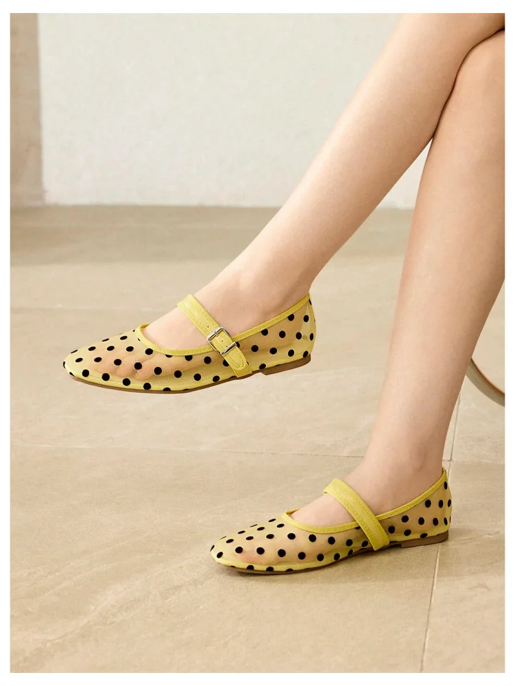 MAKEMECHIC Polka Dot Mesh Ballet Flats, view 2