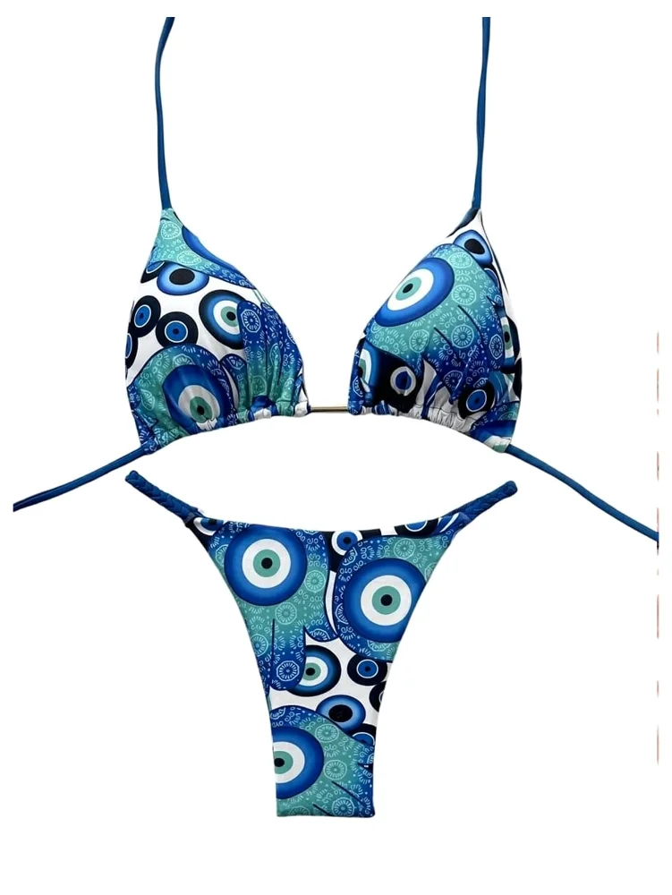 MAKEMECHIC Triangle Tie Backless Bikini Set