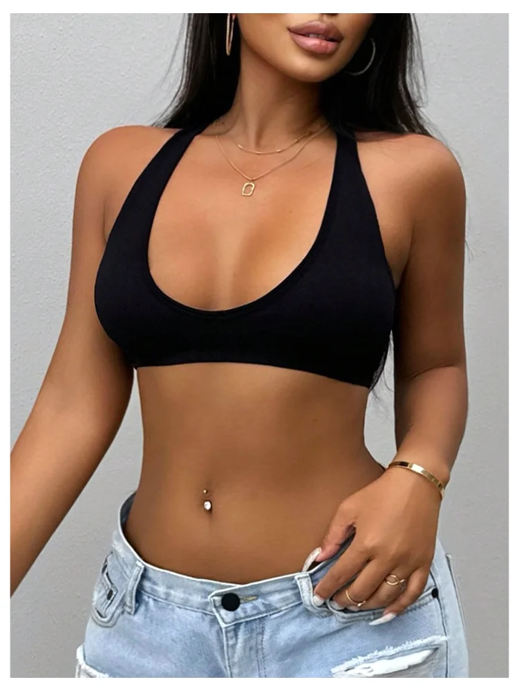 MAKEMECHIC Open Back Low Cut Crop Top, view 3