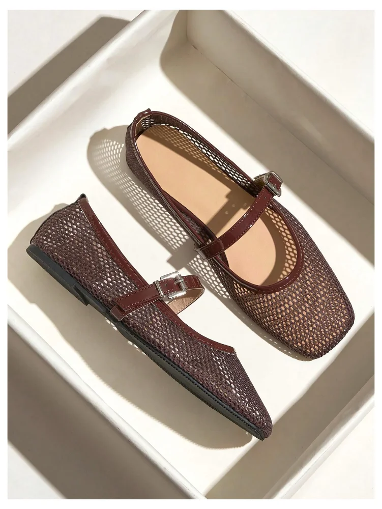 MAKEMECHIC Lace Mesh Ballet Flats, view 2