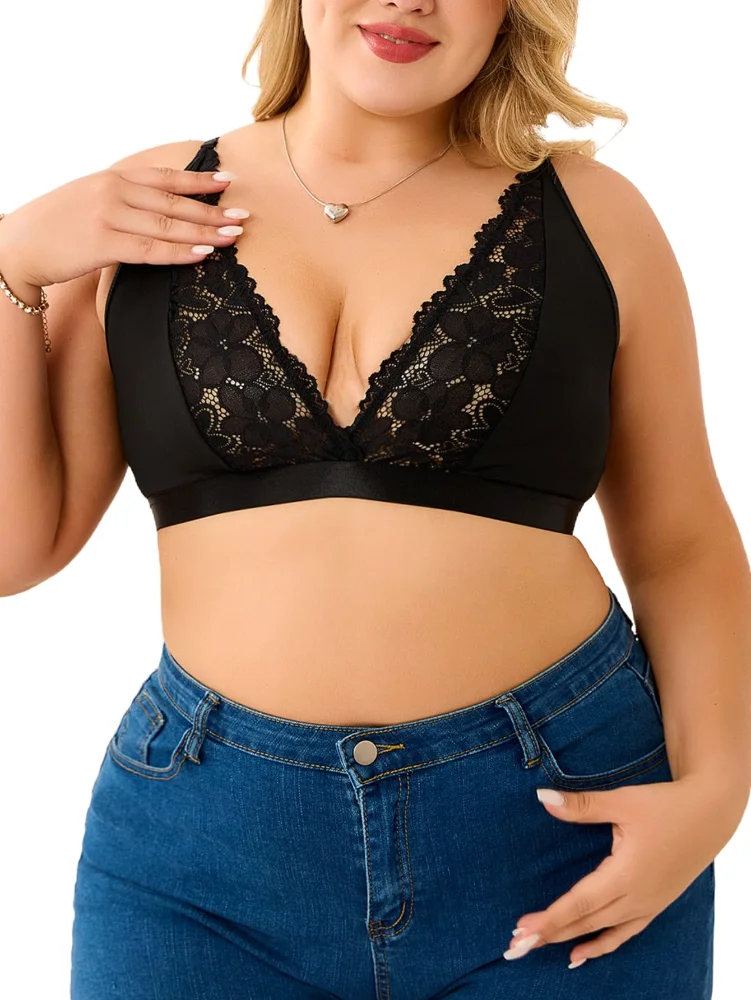 MAKEMECHIC Lace Wireless Deep Bra
