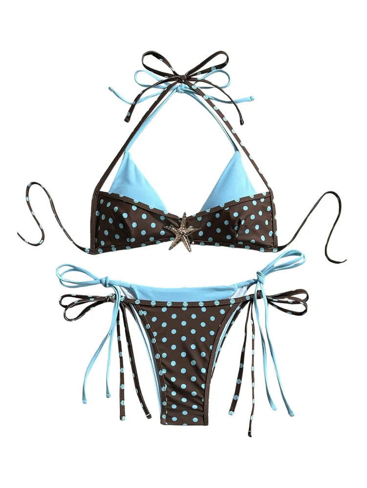 MAKEMECHIC Polka Dot Double Layer Bikini Set