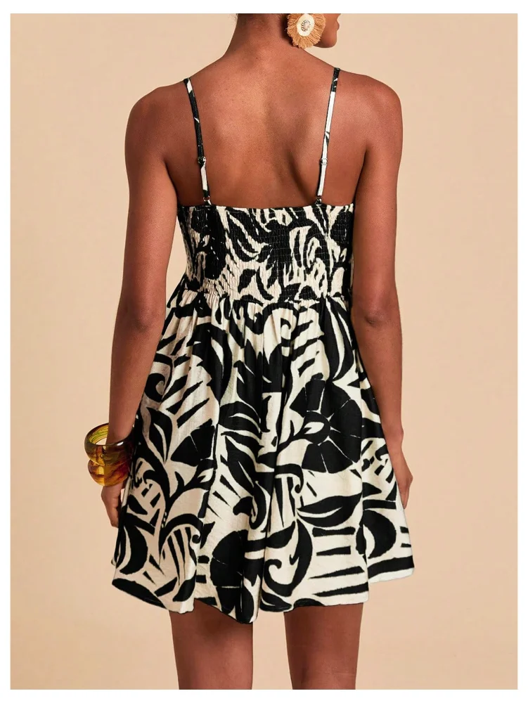 MAKEMECHIC Tropical Mini Dress, spaghetti straps, view 3