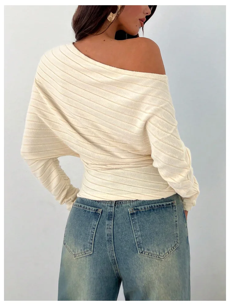 MAKEMECHIC Off The Shoulder Knit Fitted Sweater, view 3