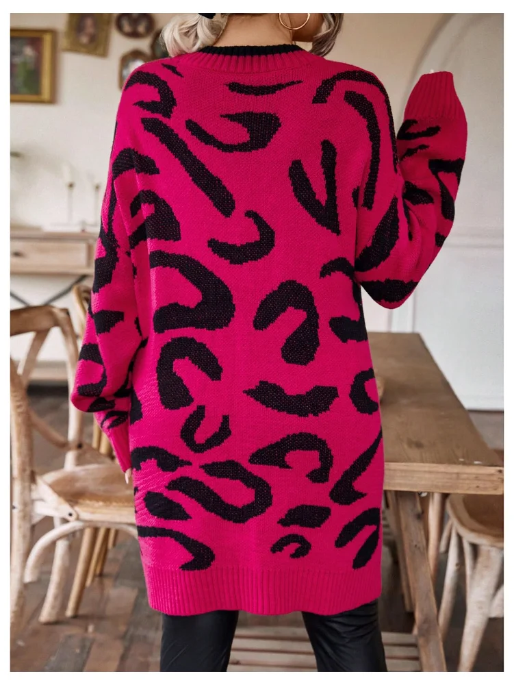 MAKEMECHIC Cheetah Print Long Open Cardigan, view 2