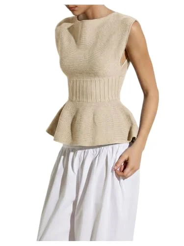 MAKEMECHIC Peplum Sleeveless Business Sweater Vest