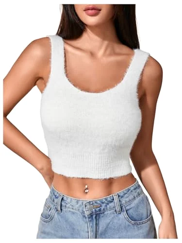 MAKEMECHIC Fuzzy Crop Wide Sweater Vest