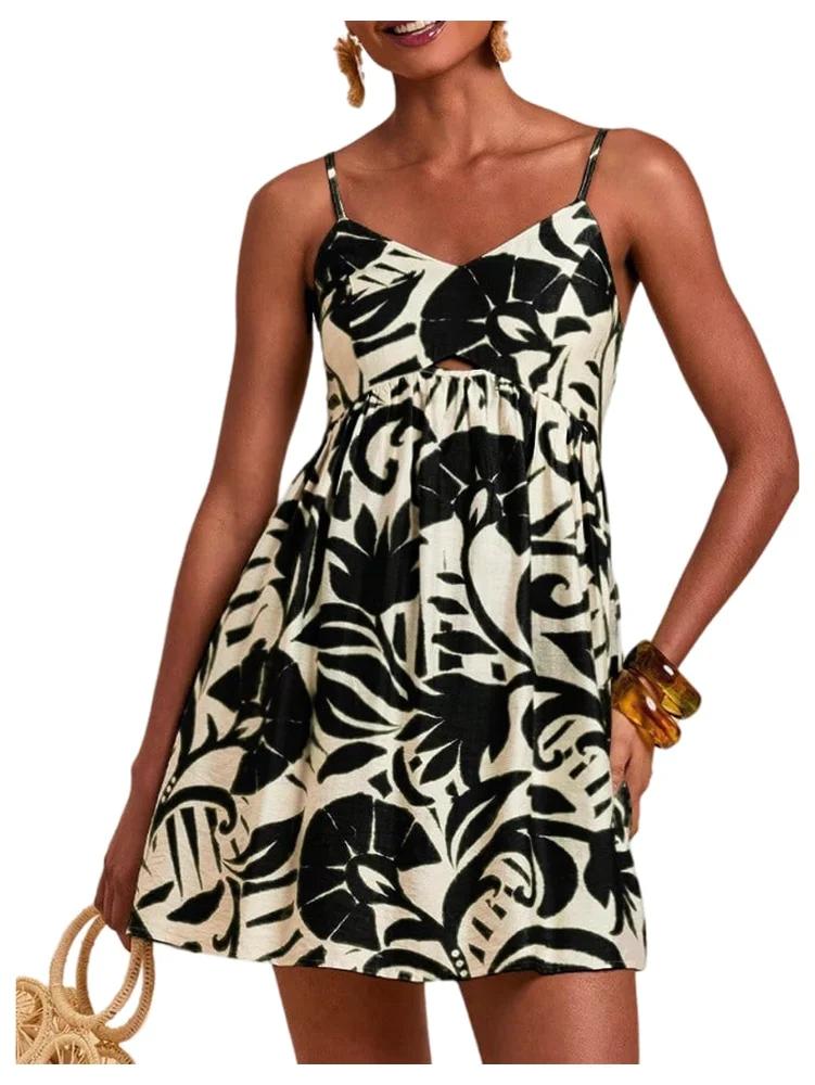 MAKEMECHIC Tropical Mini Dress, spaghetti straps