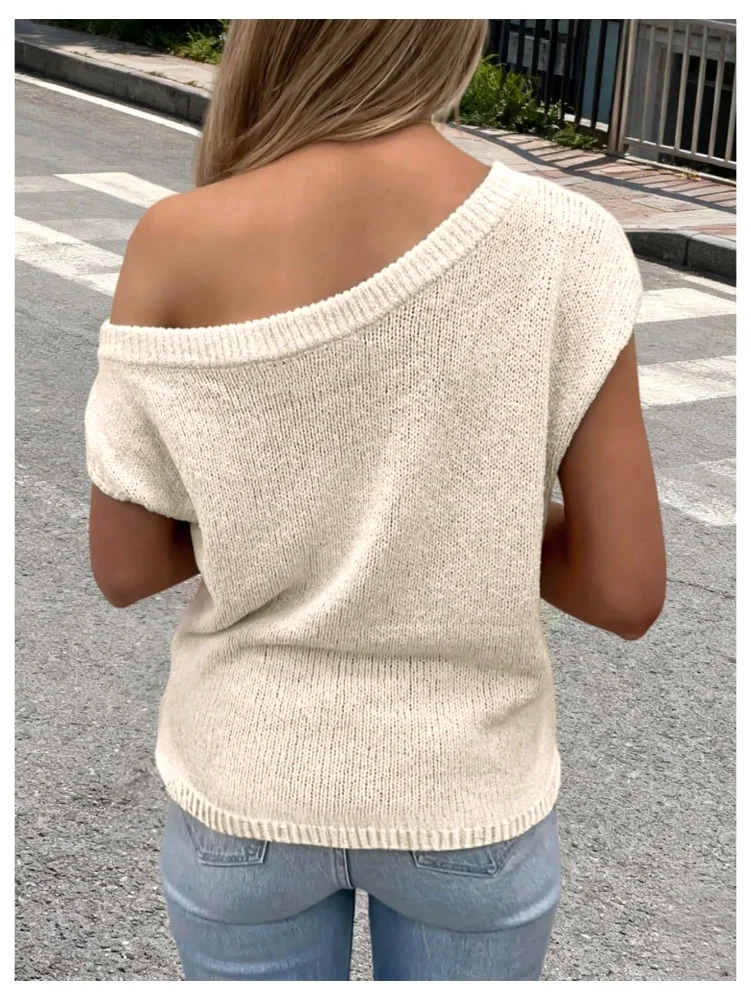 MAKEMECHIC Off Shoulder Knit Beach Cover-Up, view 2