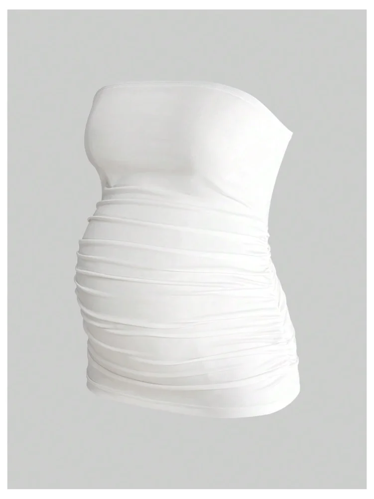 MAKEMECHIC 2 Pack Strapless Tube Maternity Matching Set, view 3