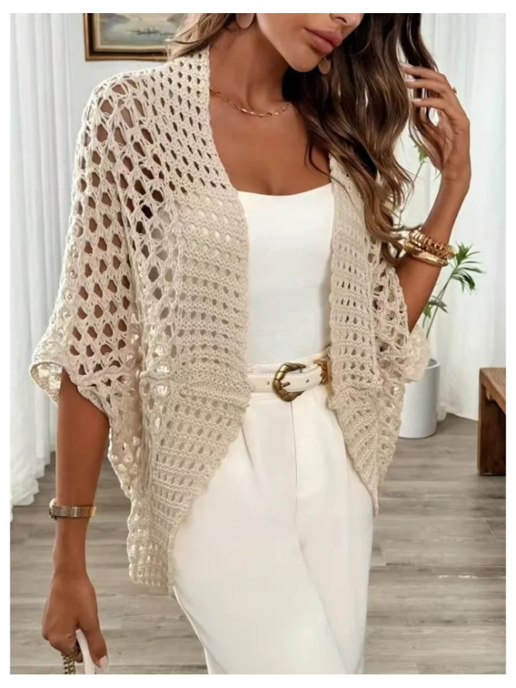 MAKEMECHIC Crochet Crop Asymmetrical Cardigan, view 2