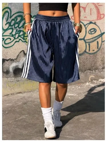 MAKEMECHIC Striped Bermuda Wide Leg Shorts, view 2