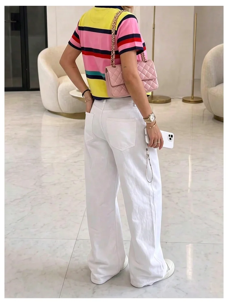MAKEMECHIC Striped Short Sleeve Knit Sweater, view 3
