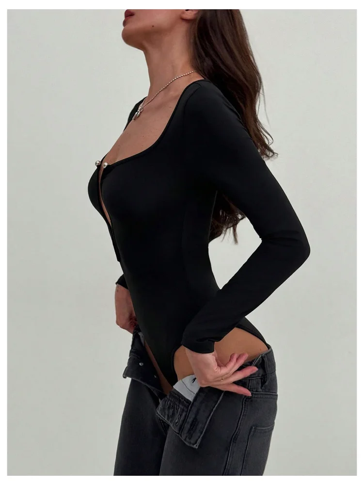 MAKEMECHIC Long Sleeve Leotard Romper, view 2