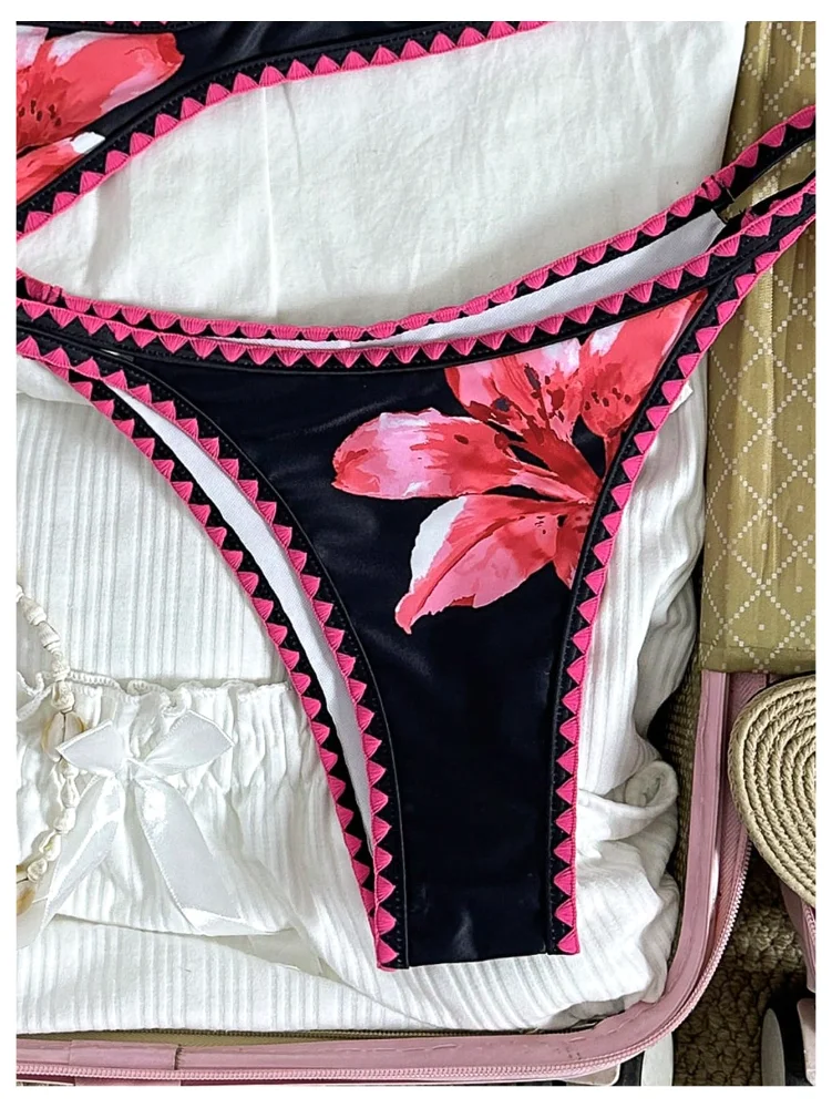 MAKEMECHIC Micro Floral Backless Bikini Set, view 2