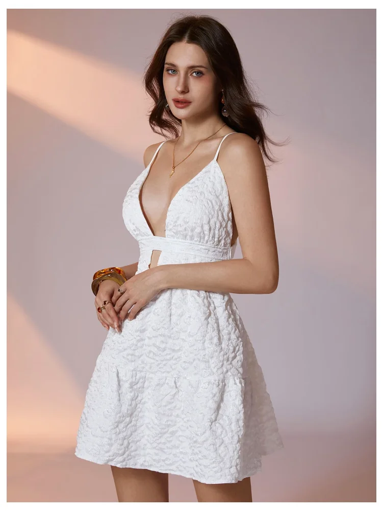 MAKEMECHIC Flowy Deep V-Neck Mini Dress, view 3
