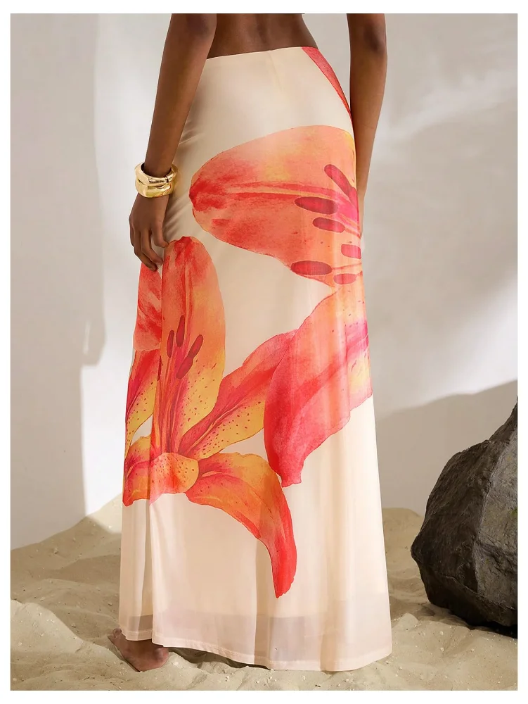 MAKEMECHIC Long Sheer Mesh Maxi Skirt, view 3