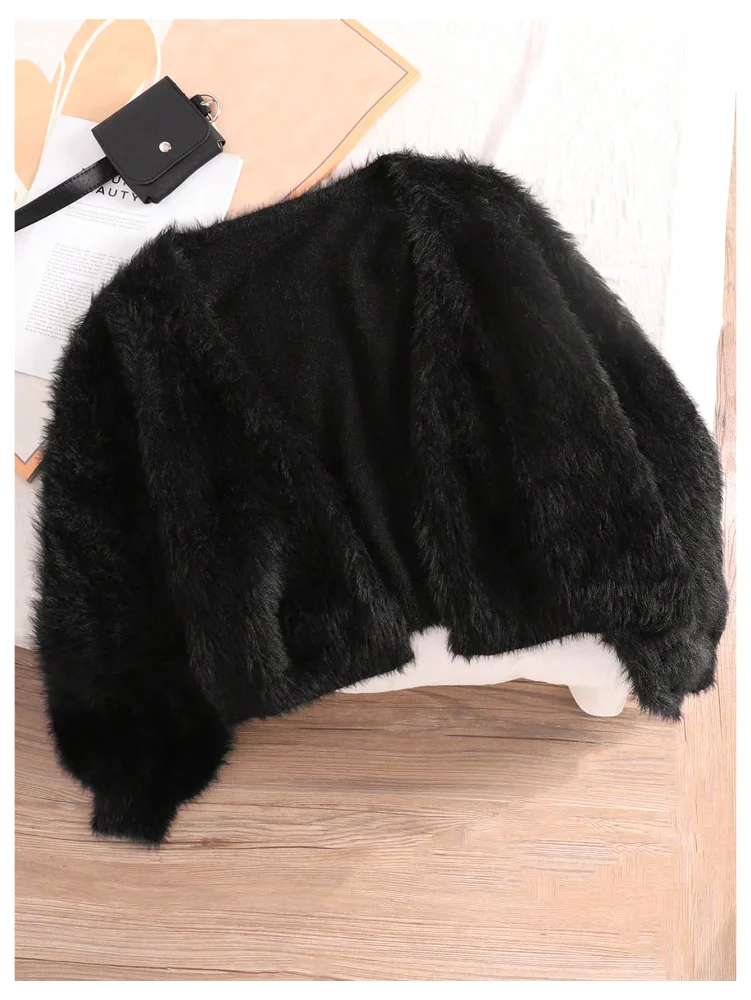 MAKEMECHIC Fuzzy Faux Fur Outerwear Cardigan, view 3