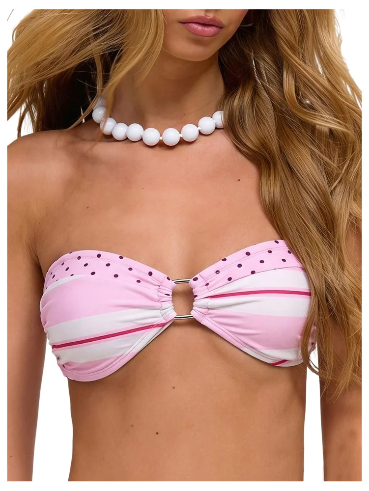 MAKEMECHIC Strapless Bandeau Tie Back Bikini Set