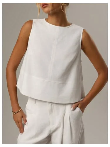 MAKEMECHIC Linen Sleeveless Tank Top, view 3