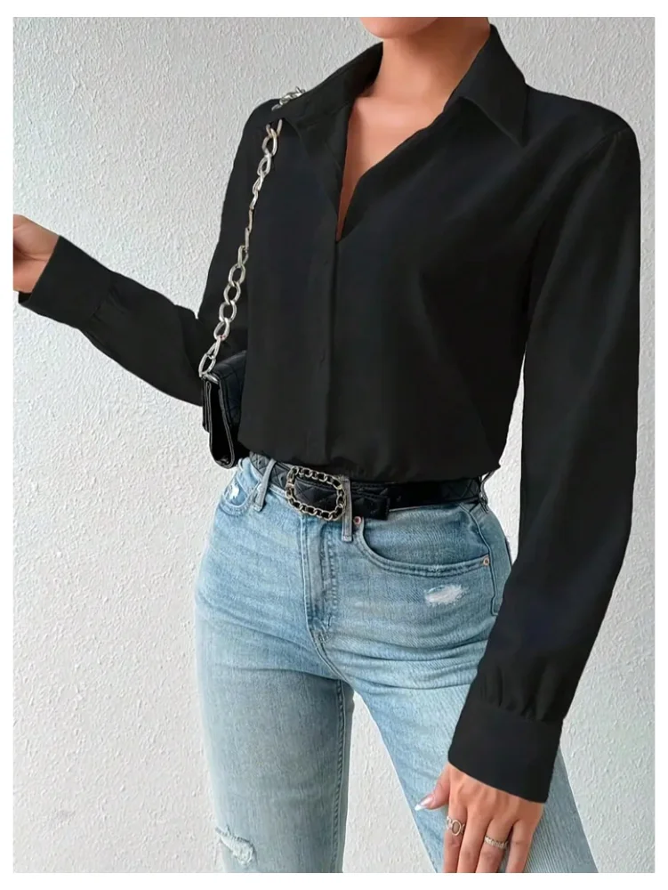 MAKEMECHIC Collared Button Down Long Sleeve Bodysuit, view 2