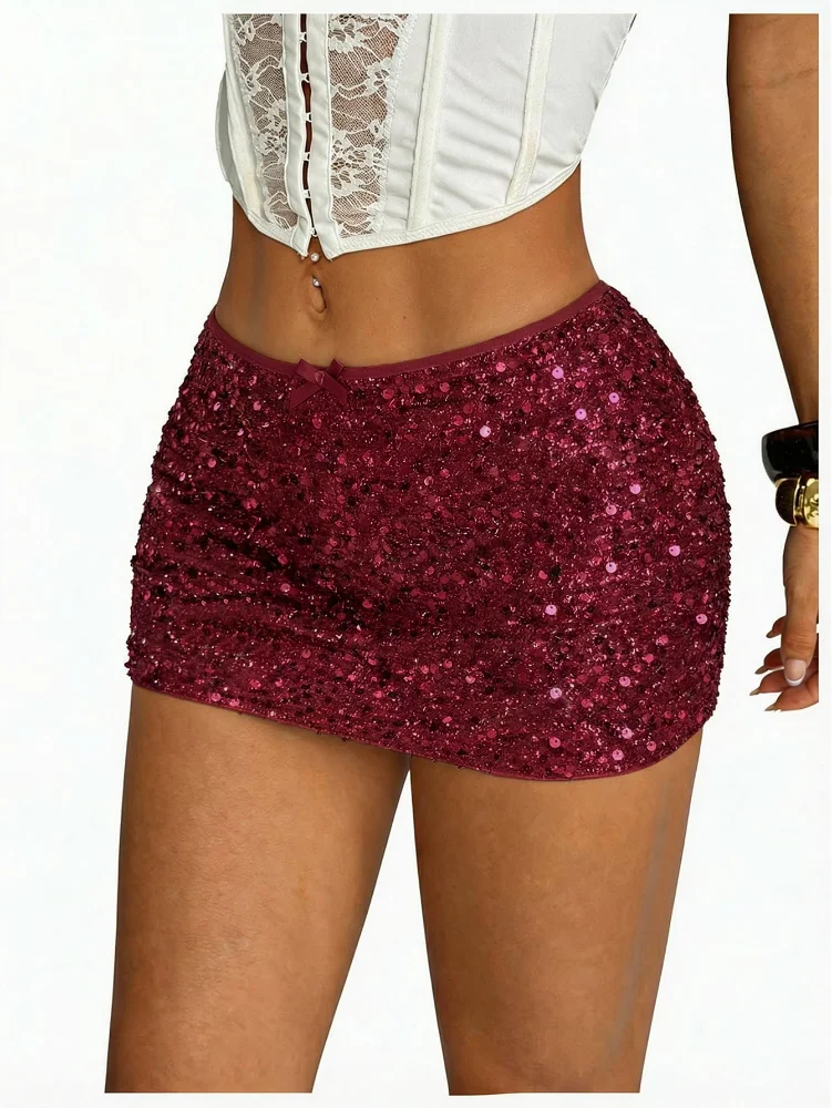 MAKEMECHIC Sequin Sparkly Low Rise Shorts, view 2