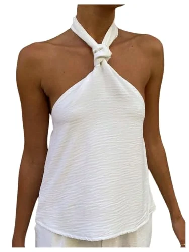 MAKEMECHIC Criss Cross Halter Top