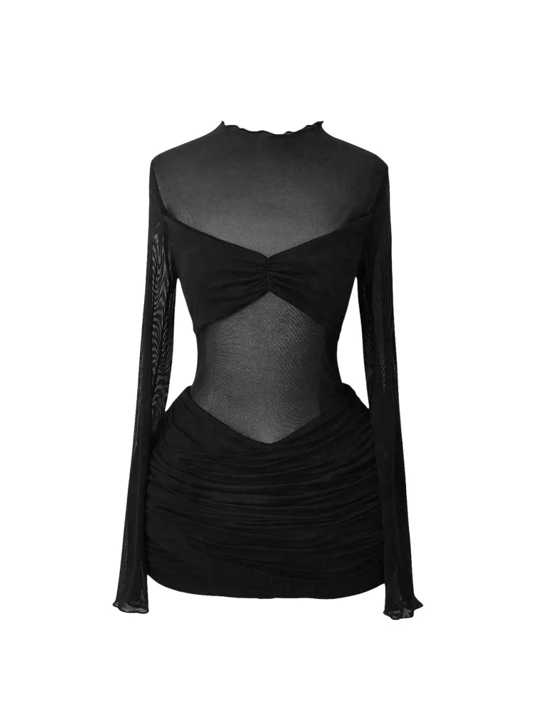 MAKEMECHIC Mesh Sheer Long Sleeve Matching Set