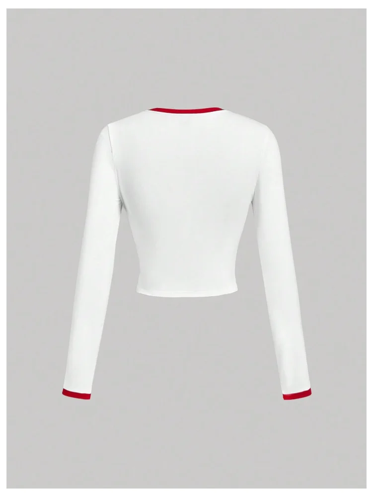 MAKEMECHIC Letter Long Sleeve Crop Top, view 2