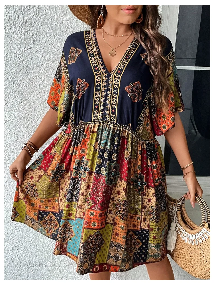 MAKEMECHIC Half Sleeve Flowy Dress, view 3