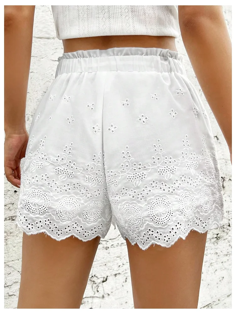MAKEMECHIC Lace Trim Wide Leg Shorts, view 2